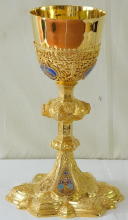 Solid silver gilt antique French Gothic Chalice.
